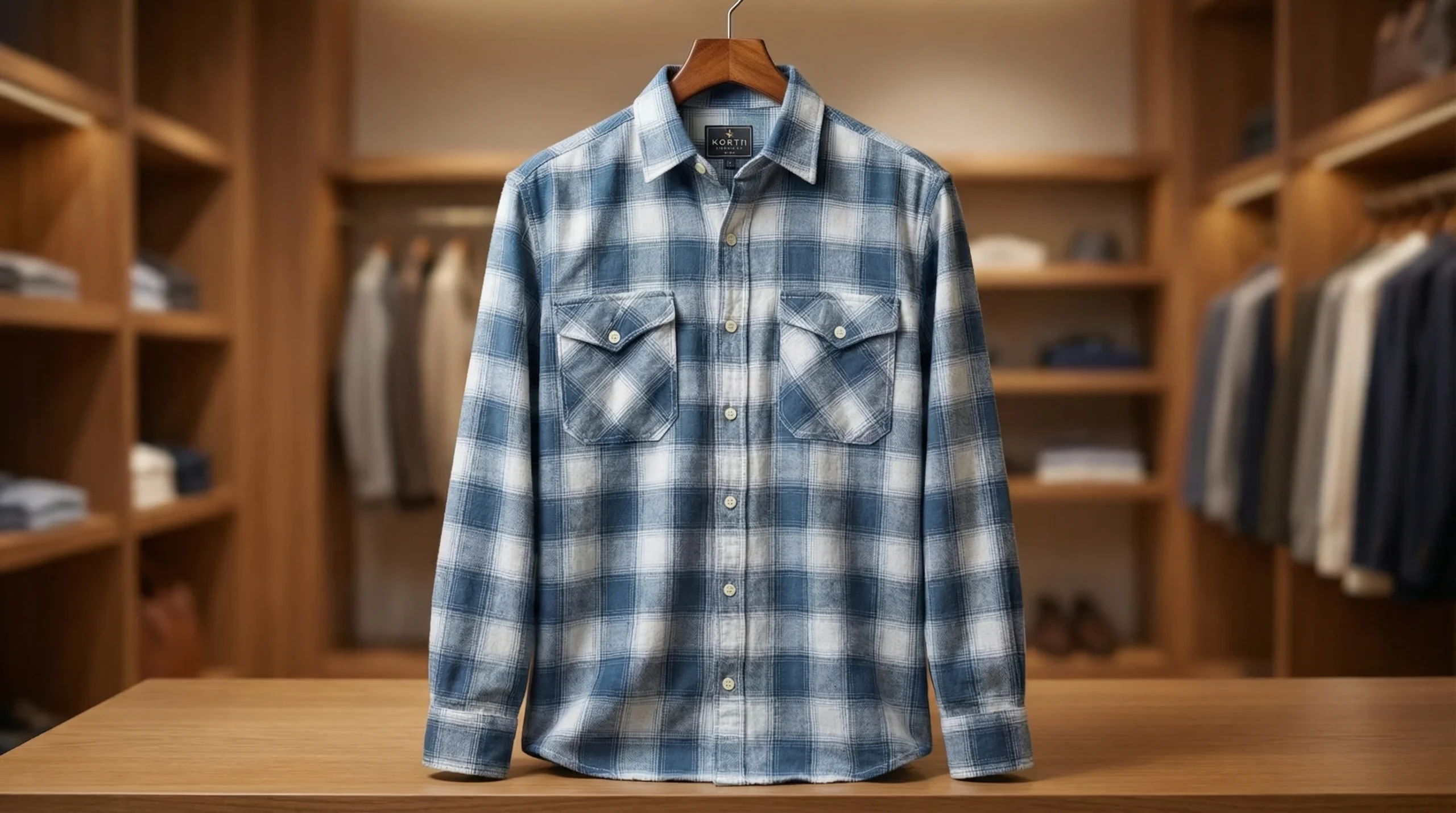 Men’s Premium Blue and White Plaid Flannel Over Shirt (3) Men’s Premium Blue and White Plaid Flannel Over Shirt (3)