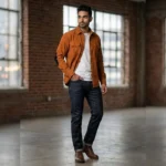 Men’s Premium Burnt Orange Corduroy Full Sleeve Utility Shirt (1)