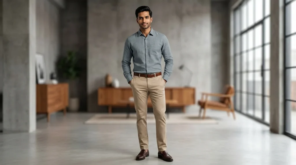 Men’s Premium Light Grey Soft Brushed Flannel Casual Shirt (5)