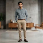 Men’s Premium Light Grey Soft Brushed Flannel Casual Shirt (5)