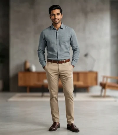 Men’s Premium Light Grey Soft Brushed Flannel Casual Shirt (5)