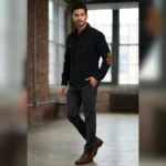 Men’s Premium Navy Blue Corduroy Utility Full Sleeve Shirt (1)