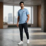 Men's Premium Navy Blue Cotton Crew Neck T Shirt (2)