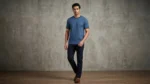 Men's Premium Navy Blue Solid Cotton Crew Neck T Shirt (3)