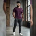 Men's Premium Navy Blue Solid Crew Neck Cotton T Shirt (1)