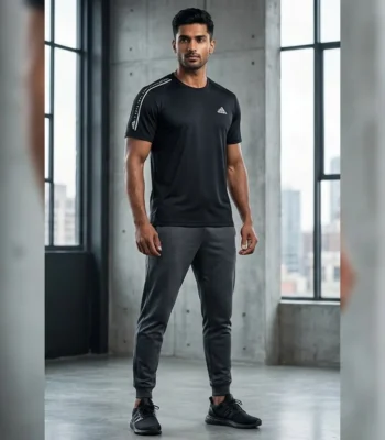 Men's Premium Navy Blue Solid Crew Neck Cotton T Shirt (3)