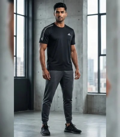 Men's Premium Navy Blue Solid Crew Neck Cotton T Shirt (3)