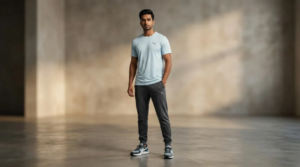 Men's Premium Navy Blue Solid Crew Neck Cotton T Shirt (3)