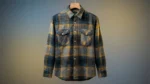 Men’s Premium Ochre and Navy Checked Flannel Overshirt (5)