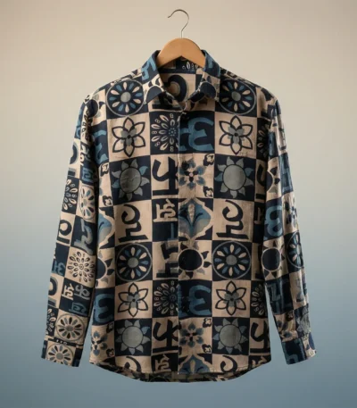 Men’s Premium Ochre and Navy Checked Flannel Overshirt (8)