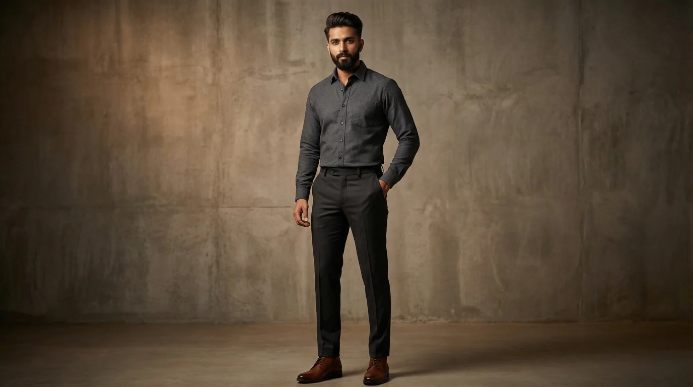 Men’s Premium Solid Charcoal Grey Slim Fit Flannel Shirt (1) Men’s Premium Solid Charcoal Grey Slim Fit Flannel Shirt (1)