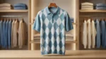 Men’s Sky Blue Argyle Knit Polo Shirt (1)