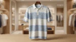 Men's Sky Blue Embroidered Leaf Short Sleeve Resort Shirt (2)