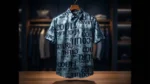 Men’s Steel Blue Bold Typography Premium Casual Shirt (3)