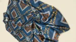 Men’s Teal Blue Baroque Geometric Print Premium Casual Shirt (10)