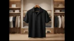 Men's Textured Black Short Sleeve Resort Shirt (3)