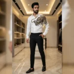 Men’s White Luxury Dragon Embroidered Full Sleeve Shir (1)