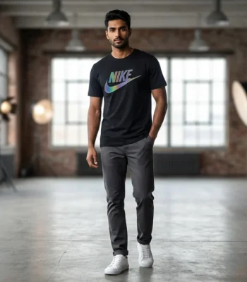 Nike Men’s Black Holographic Swoosh Logo T Shirt (2)