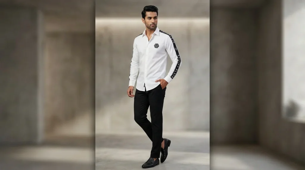 Philipp Plein Men’s White Logo Tape Premium Casual Shirt (4)