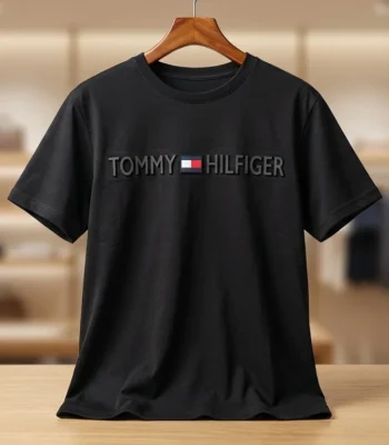 Tommy Hilfiger Men’s Black 3D Raised Logo T Shirt (3)