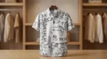 VESRCAE JEANS Men’s White Baroque Print Casual Shirt (3)
