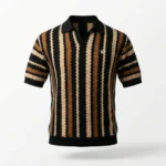 Vertical Wave Textured Knit Polo Shirt (5)