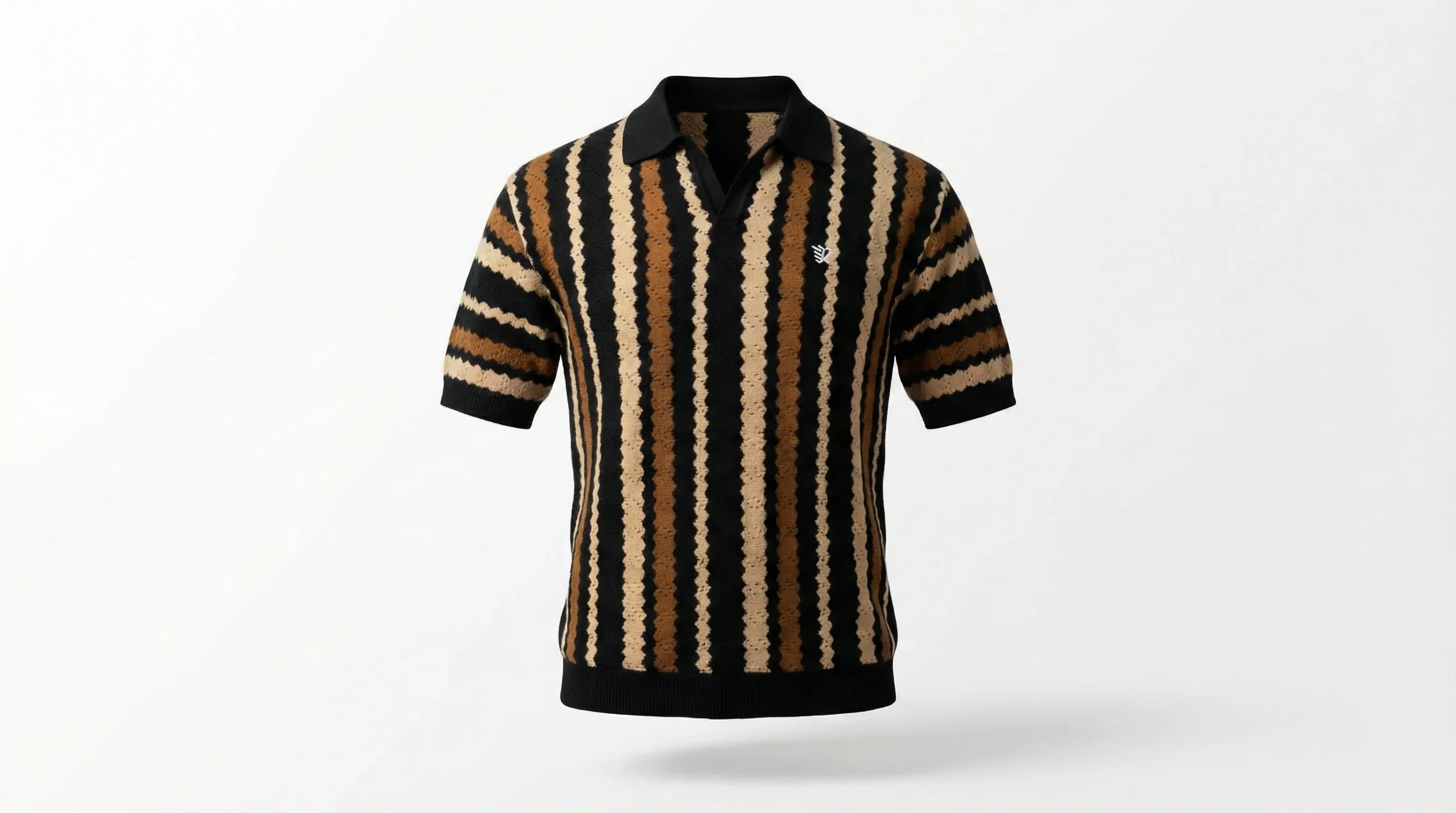 Vertical Wave Textured Knit Polo Shirt (5) Vertical Wave Textured Knit Polo Shirt (5)