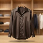 Women's Dark Chocolate Satin Full Sleeve Formal Shirt (1)