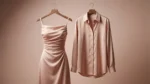 Women’s Rose Quartz Satin Slip Dress and Button Down Shirt Set (9)