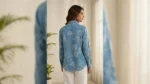 Women's Sky Blue Floral Print Cotton Regular Fit Shirt (4)
