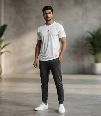 Adidas Men’s White Textured Performance Slim Fit T Shirt (3)