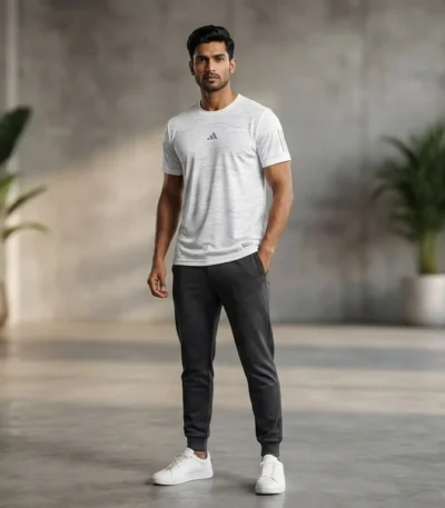 Adidas Men’s White Textured Performance Slim Fit T Shirt (3)