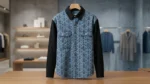 Burberry Monogram Print Denim Shirt for Men with Contrast Black Sleeves (3)