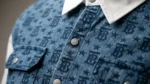 Burberry men's denim monogram star print shirt with white contrast sleeves and collar (4)