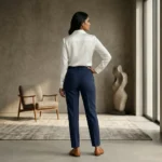 Elegant woman wearing a crisp white formal full sleeve shirt (2)