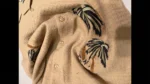 Men's Beige Waffle Knit Cuban Collar Shirt with Palm Tree Embroidery (5)