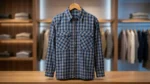 Men's Blue Plaid Checkered Zip Up Overshirt – Premium Casual Fit (2)