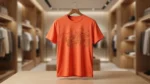 Men's Burnt Orange Dragon Embellished Premium Cotton Slim Fit T Shirt (2)