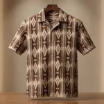 Men’s Earth Tone Tribal Ikat Print Premium Resort Shirt (2)