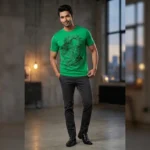 Men's Emerald Green Lion Graphic Premium Slim Fit T Shirt (2)
