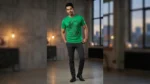 Men's Emerald Green Lion Graphic Premium Slim Fit T Shirt (2)