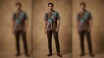 Men’s Geometric Suede Patchwork Cubano Shirt Earthy Multi (2)