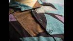 Men’s Geometric Suede Patchwork Cubano Shirt Earthy Multi (4)