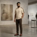 Men’s Luxury Beige Monogram Embossed Pocket T Shirt (1)