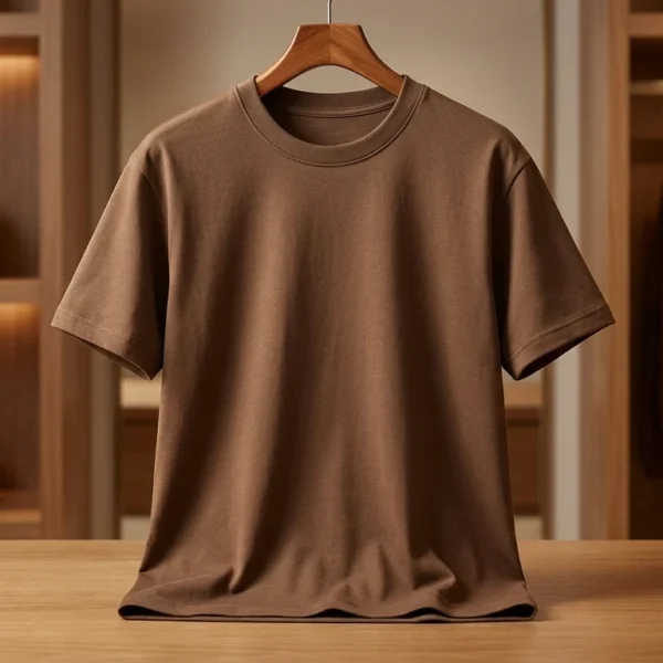 Men’s Luxury Earth Tone Essential Cotton T Shirt – Coffee Brown (2)