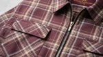 Men’s Maroon Plaid Zip Front Overshirt – Premium Cotton Shacket (4)