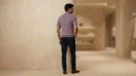 Men's Mauve Ribbed Knit Premium Polo T Shirt Slim Fit (1)
