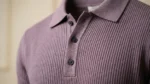 Men's Mauve Ribbed Knit Premium Polo T Shirt Slim Fit (5)