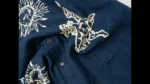 Men's Navy Blue Sun & Cherub Graphic Relaxed Fit Resort Shirt (1)