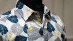 Men’s Navy & Yellow Floral Print Premium Casual Shirt (5)